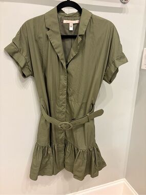 Olive Green Hutch Belted Shirt Dress